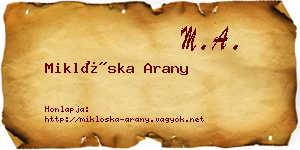 Miklóska Arany névjegykártya